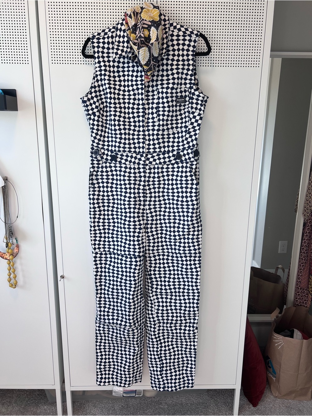 Wildfang Navy & White Sleeveless Geometric Jumpsuit